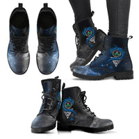 Scotland Celtic Leather Boots - Dragon & Thistle With Celtic - Polynesian Pride