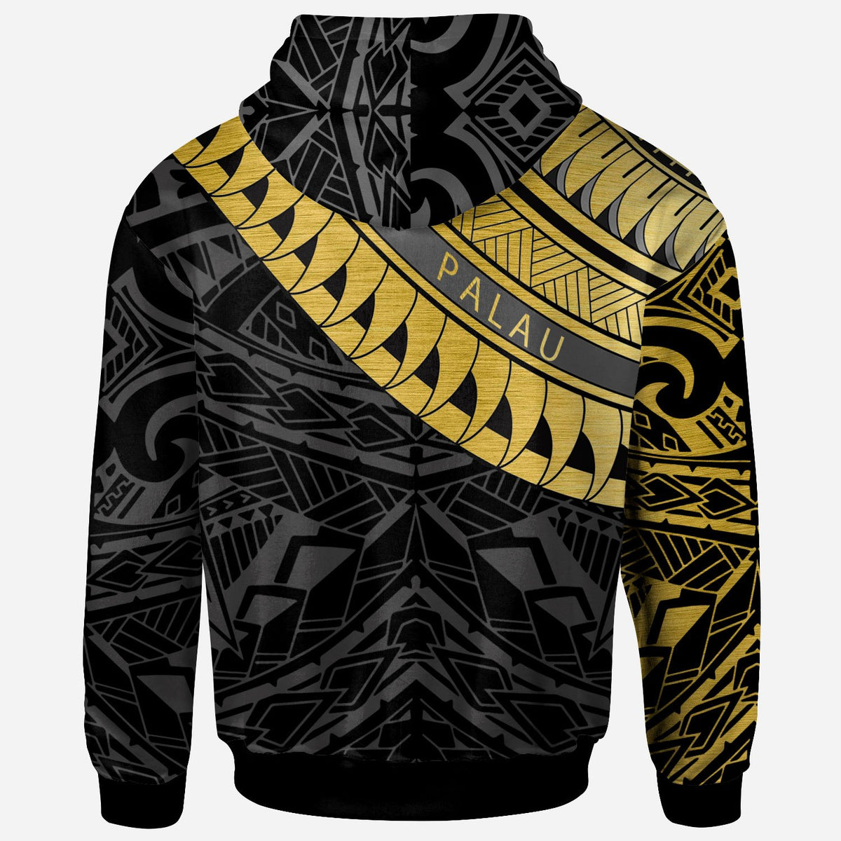 Palau Custom Zip Hoodie Palau Ginger Lei Pattern Gold - Polynesian Pride