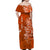 (Custom Personalised) Hawaii Off Shoulder Long Dress Polynesia Orange Sea Turtle Honu and Map LT13 - Polynesian Pride