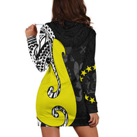 (Custom Personalised) Cook Islands Hoodie Dress Matau Polynesian Simple Fish Hook LT13 - Polynesian Pride