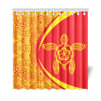 Hawaii Shower Curtain Turtle Polynesian - Circle Style Red And Yellow - Polynesian Pride