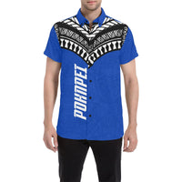 Pohnpei Flag Shirt Micronesian Pattern HAND Men's All Over Print Short Sleeve Shirt (Model T53) Blue - Polynesian Pride