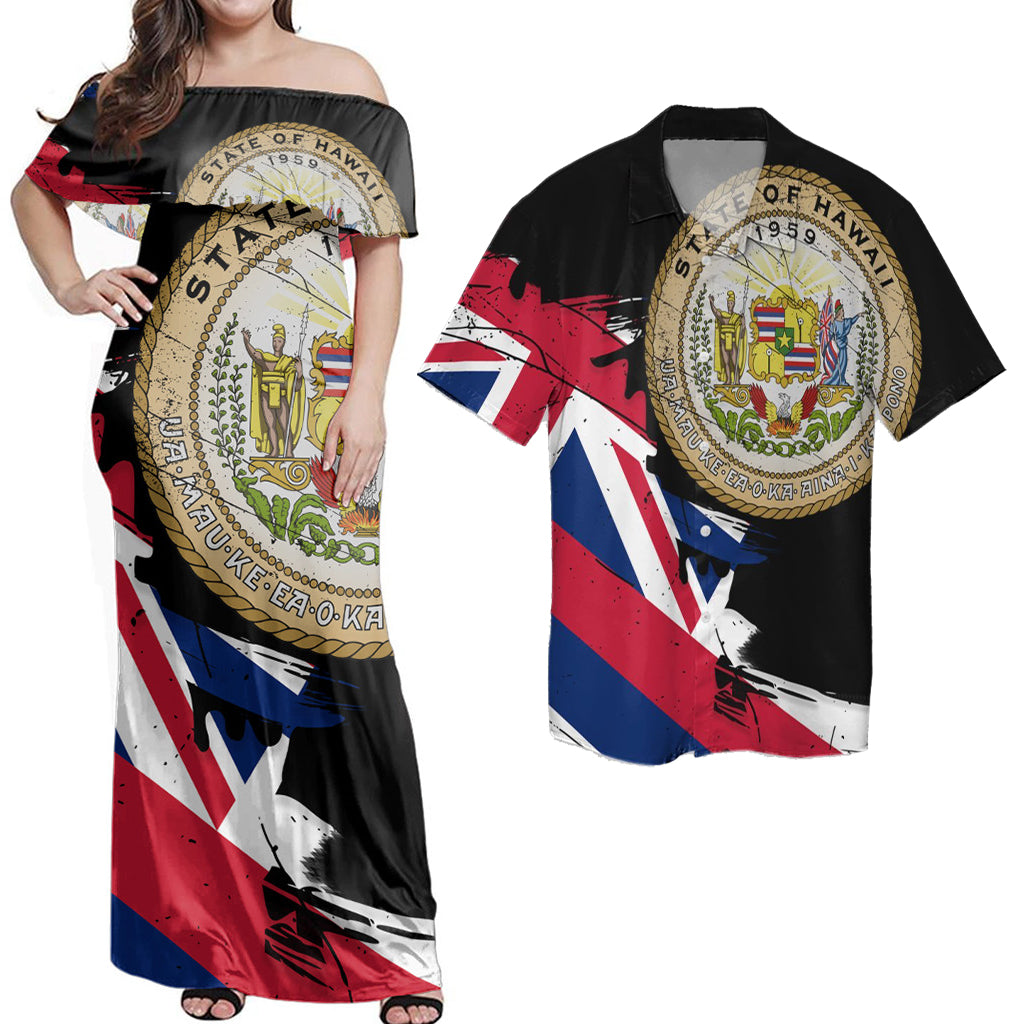 Matching Dress and Hawaiian Shirt Hawaii Flag Coat Of Arms Of Hawaii Polynesian Classic Style RLT14 - Polynesian Pride