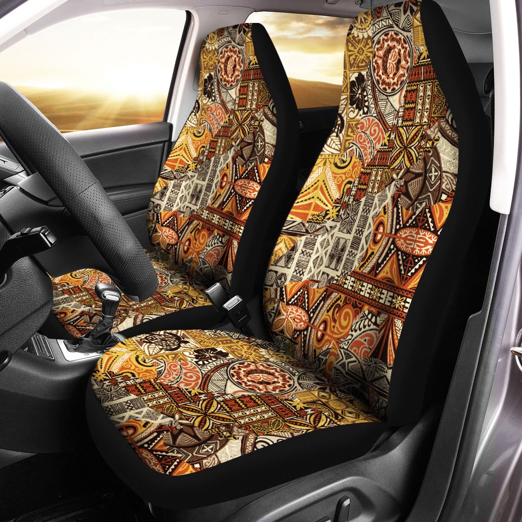 Polynesian Car Seat Cover - Tribal Fabric Patchwork Special Style Universal Fit Vintage - Polynesian Pride