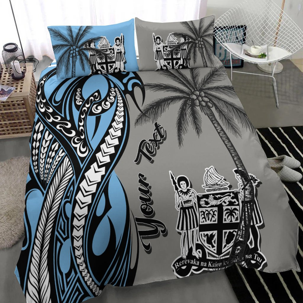 Fiji Custom Personalized Bedding Set - Classical Coconut Tree Gray - Polynesian Pride