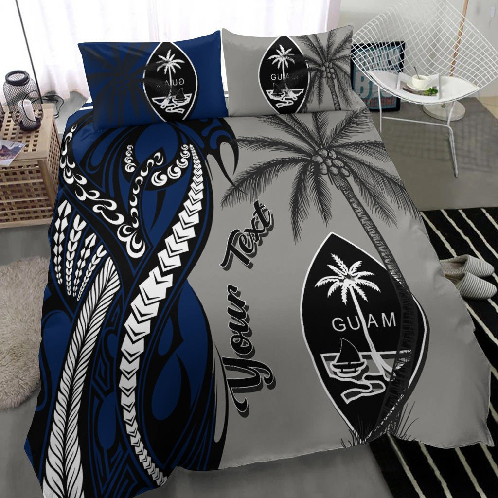 Guam Custom Personalized Bedding Set - Classical Coconut Tree Gray - Polynesian Pride