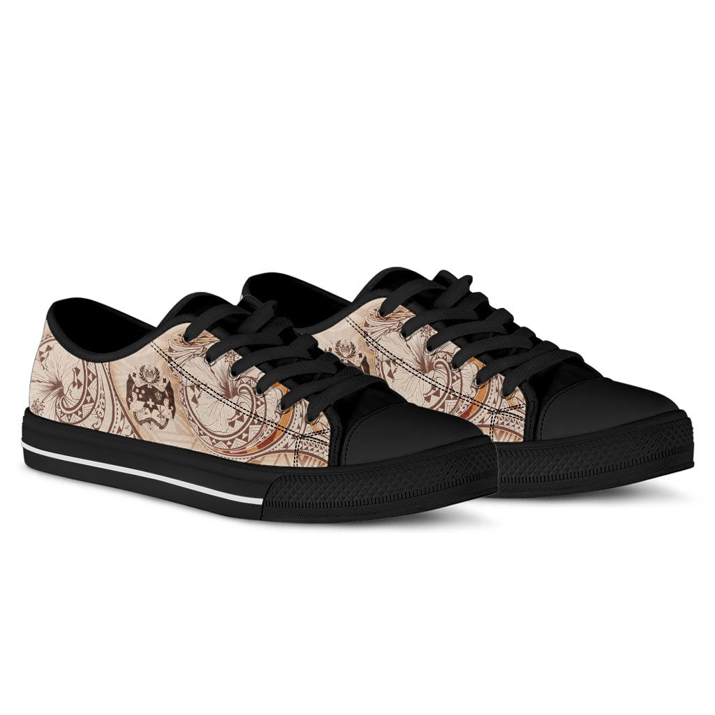 Tonga Low Top Shoes - Hibiscus Flowers Vintage Style - Polynesian Pride