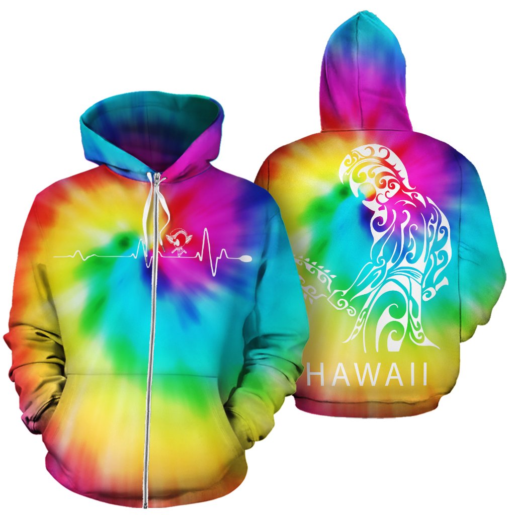 Hawaiian Warrior Hoodie (Zipper) Tie Dye Unisex Yellow - Polynesian Pride