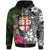 Fiji Custom Zip up Hoodie Turtle Plumeria Banana Leaf Unisex Black - Polynesian Pride