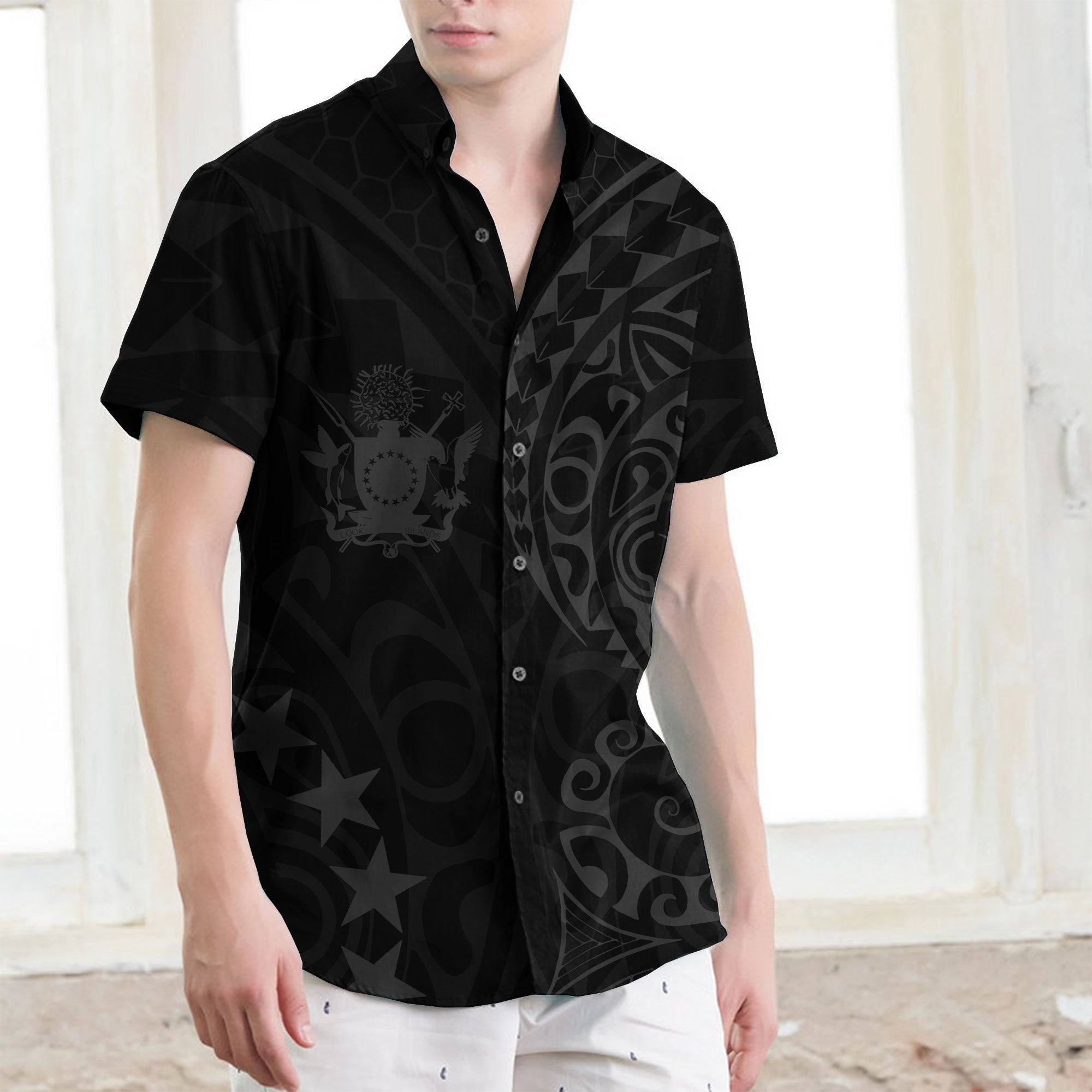 Cook Islands Short Sleeve Shirt Grey Men Grey - Polynesian Pride
