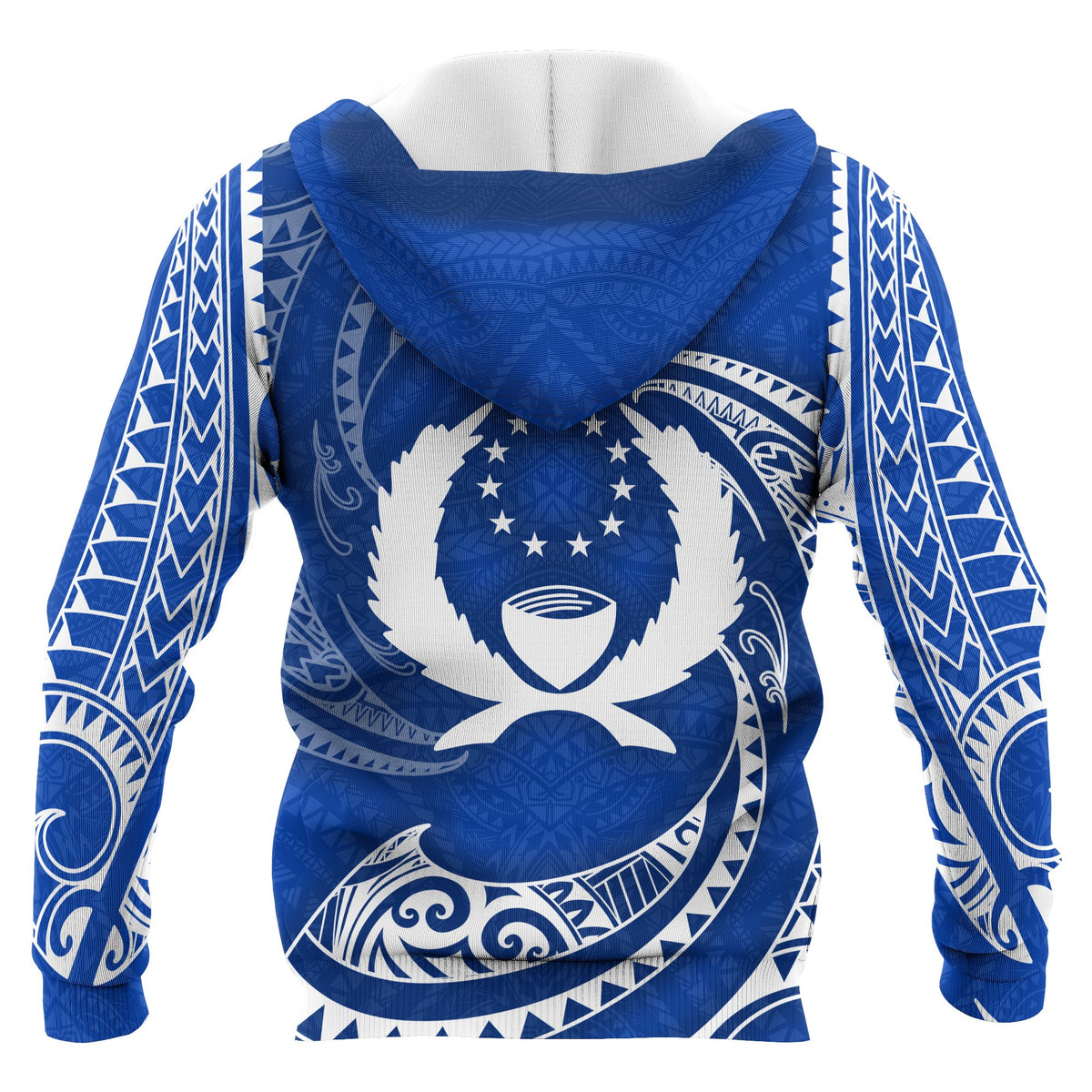 Pohnpei Micronesia All Over Zip up Hoodie Blue Tribal Wave - Polynesian Pride