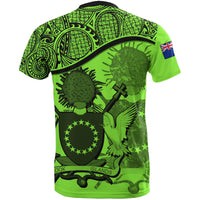 Cook islands Fluo Vert Coat of Arms T Shirt - Polynesian Pride
