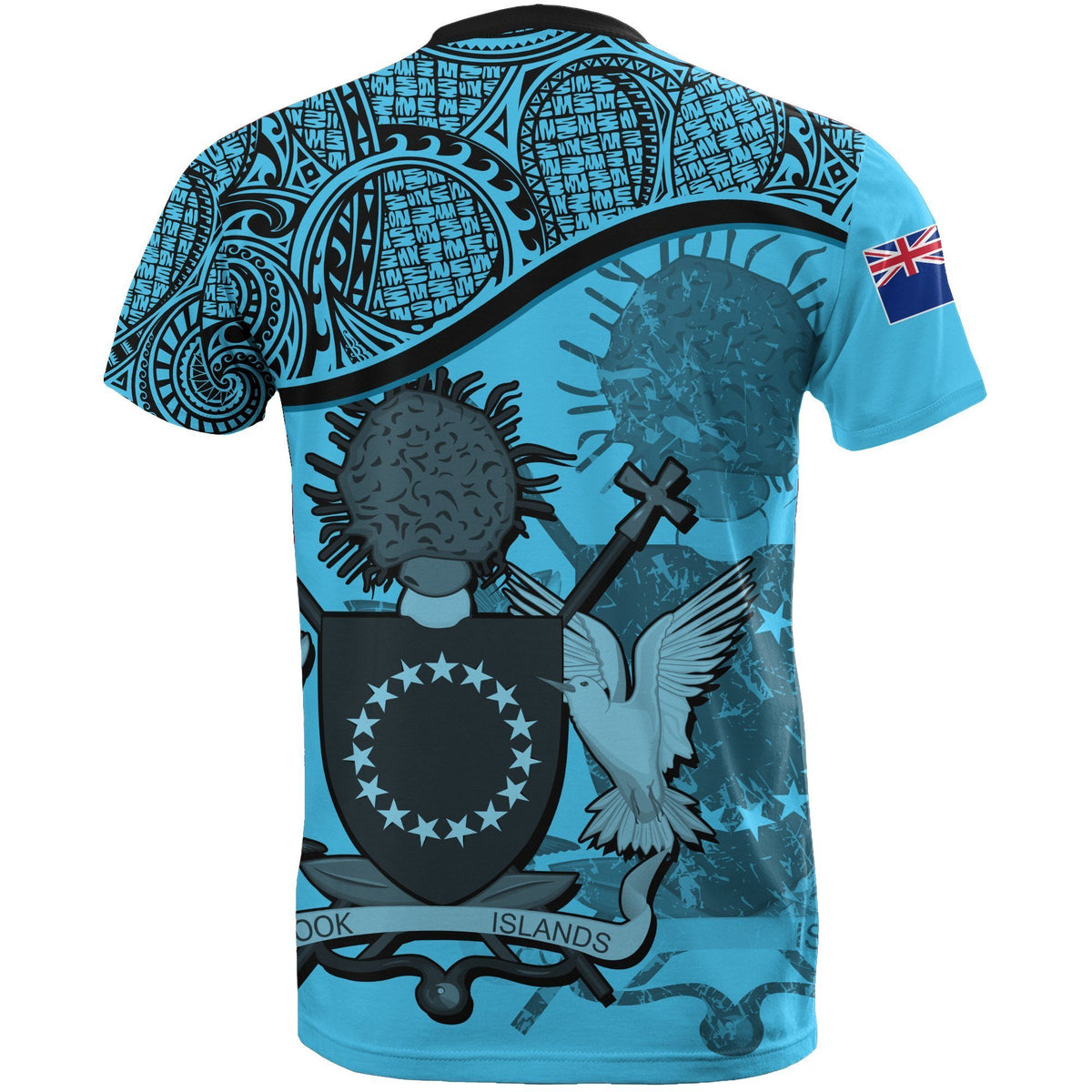 Cook islands Bleu Clair Coat of Arms T Shirt - Polynesian Pride