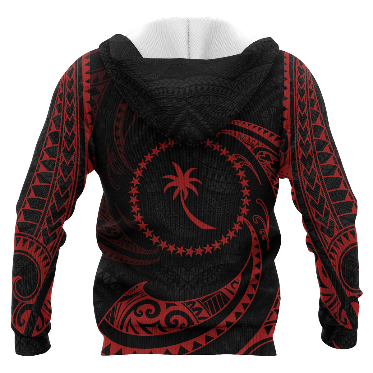 Chuuk Micronesia ll Over Hoodie Red Tribal Wave - Polynesian Pride