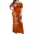 (Custom Personalised) Hawaii Off Shoulder Long Dress Polynesia Orange Sea Turtle Honu and Map LT13 Women Orange - Polynesian Pride