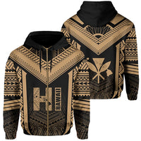 Hawaiian Kanaka Polynesian Zip up Hoodie Active Gold Unisex Gold - Polynesian Pride