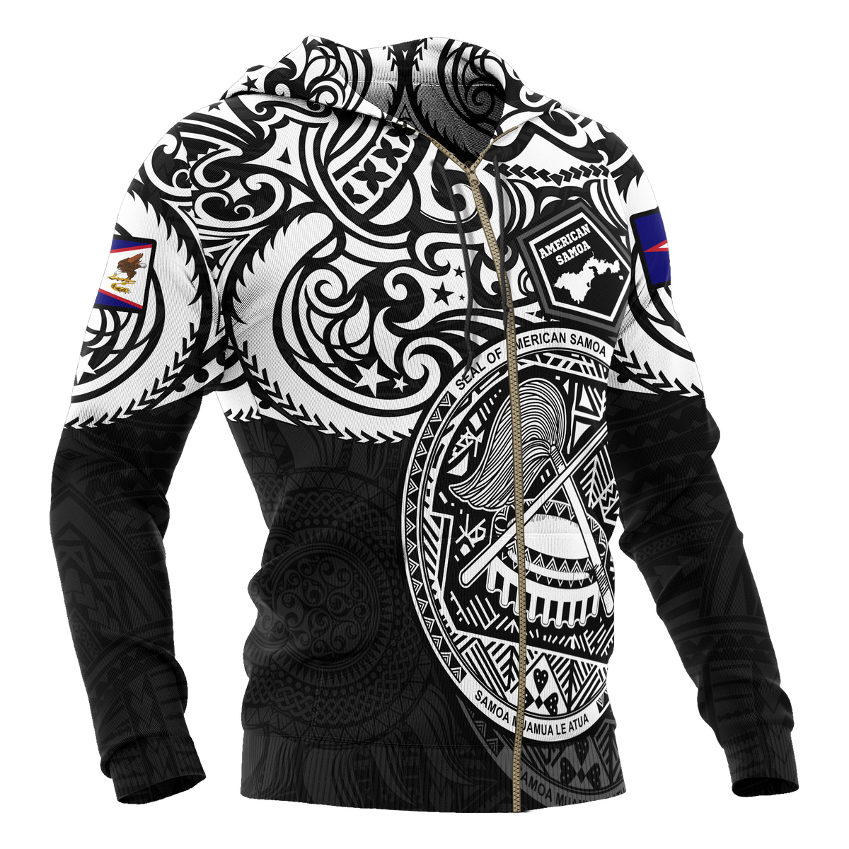 American Samoa Zip up Hoodie National Pride (White) - Polynesian Pride