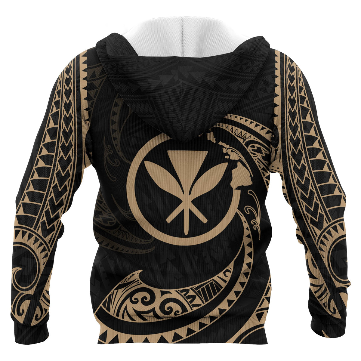 Hawaii Polynesian All Over Custom Zip up Hoodie Gold Tribal Wave - Polynesian Pride