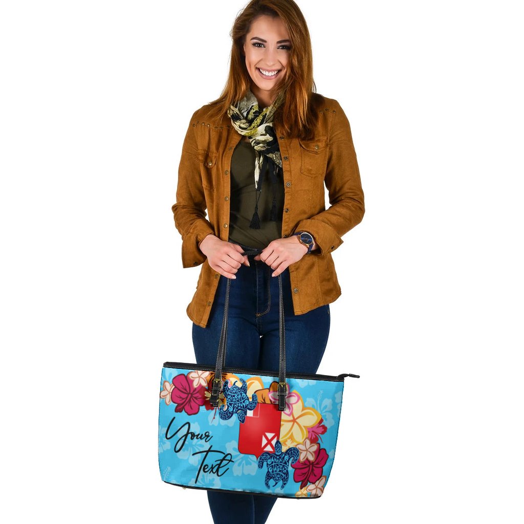 Wallis and Futuna Custom Personalised Leather Tote - Tropical Style - Polynesian Pride