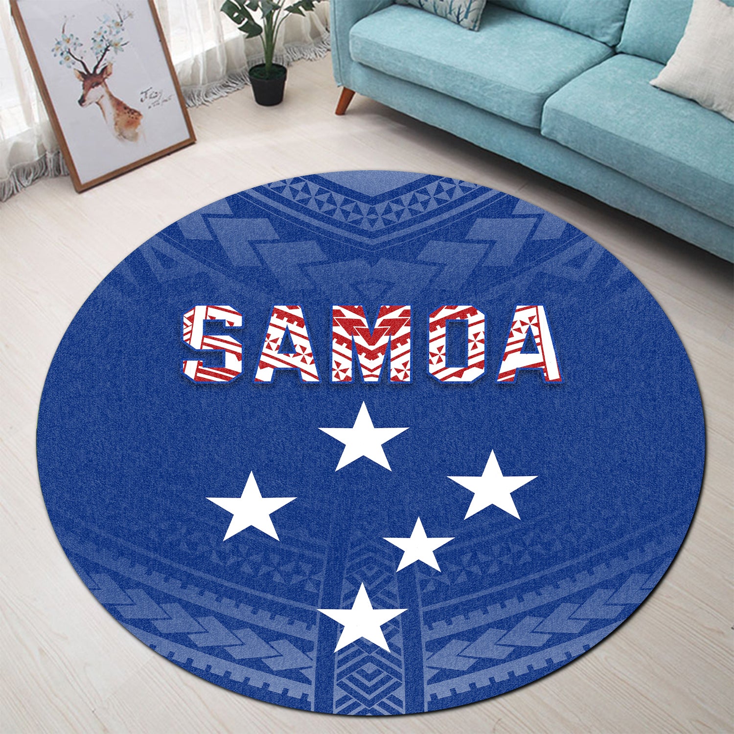 Samoa Round Carpet Simple Polynesian LT13 Round Carpet Blue - Polynesian Pride