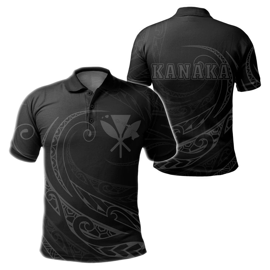 Kanaka Polo Shirt Frida Style Gray Unisex Black - Polynesian Pride
