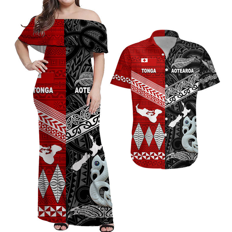 Polynesian Matching Hawaiian Shirt and Dress New Zealand Tonga Together Black LT8 Black - Polynesian Pride