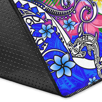 Fiji Custom Personalised Area Rug - Turtle Plumeria (Blue) - Polynesian Pride