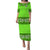 NE Fiji Bula Dress Tapa Turtles And Hibiscus Puletasi Dress Ver.01 LT14 Green - Polynesian Pride