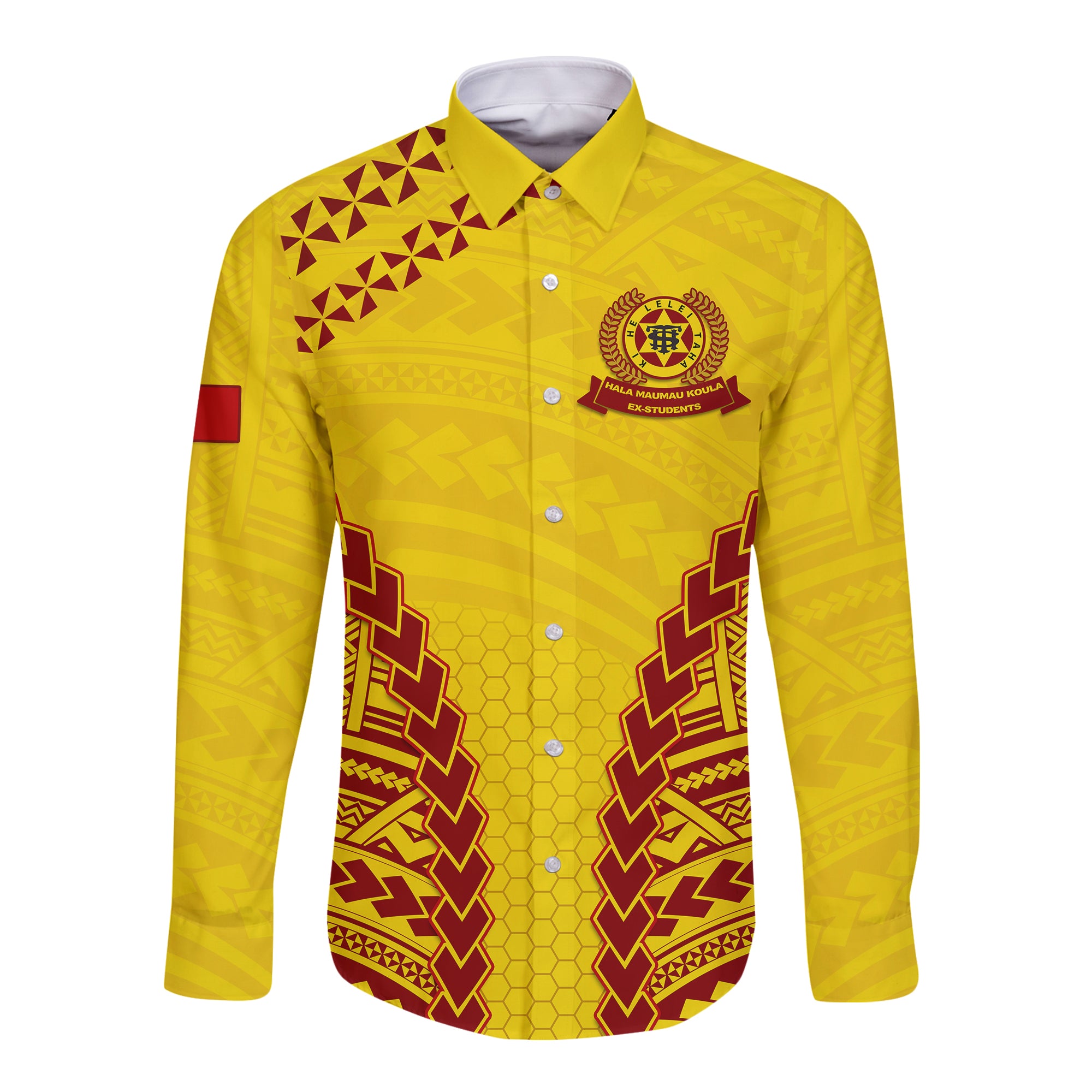 Tonga High School Hawaii Long Sleeve Button Shirt Version Gold LT13 Unisex Gold - Polynesian Pride