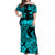 Hawaii Off Shoulder Long Dress Polynesia Turquoise Attractive Hula Girl LT13 Women Turquoise - Polynesian Pride