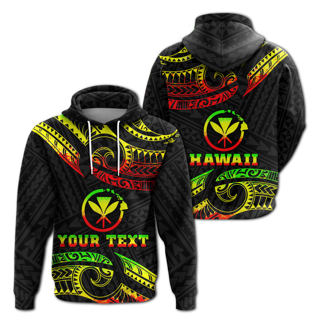 Custom Hawaii Hoodie Tribal Pattern Reggae LT12 Unisex Black - Polynesian Pride