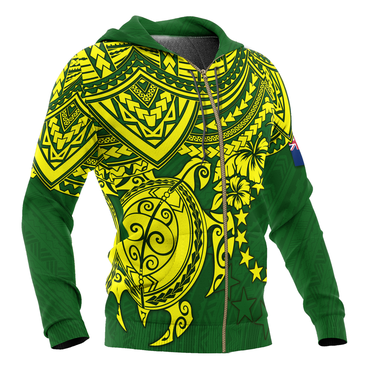 Cook Islands Polynesian Zip up Hoodie Polynesian Turtle - Polynesian Pride