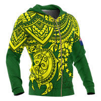 Cook Islands Polynesian Zip up Hoodie Polynesian Turtle - Polynesian Pride