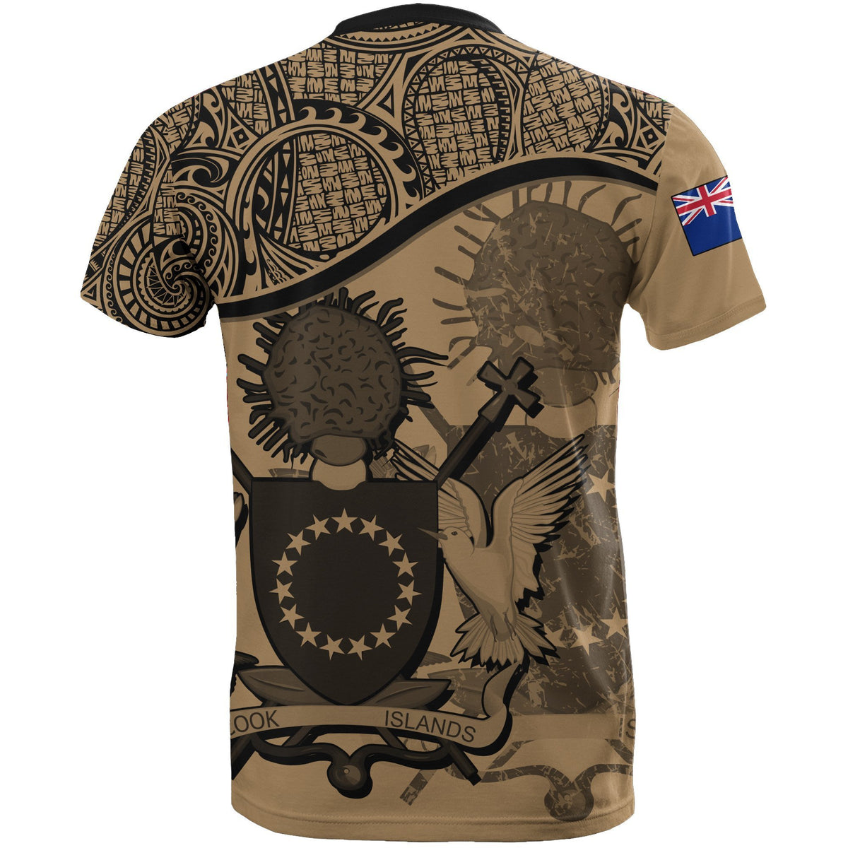 Cook islands Golden Coat of Arms T Shirt - Polynesian Pride
