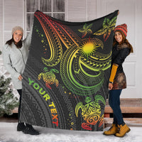 Marshall Islands Custom Personalised Premium Blanket - Reggae Turtle - Polynesian Pride