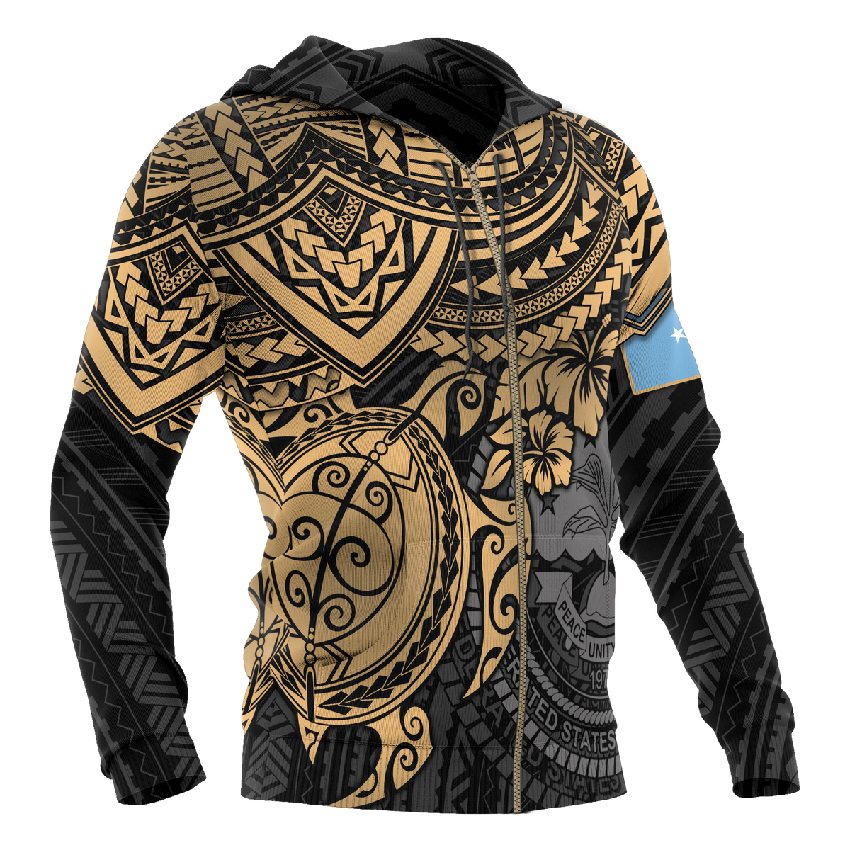 Federated States of Micronesia Hoodie (Zip up) Golden Turtle - Polynesian Pride