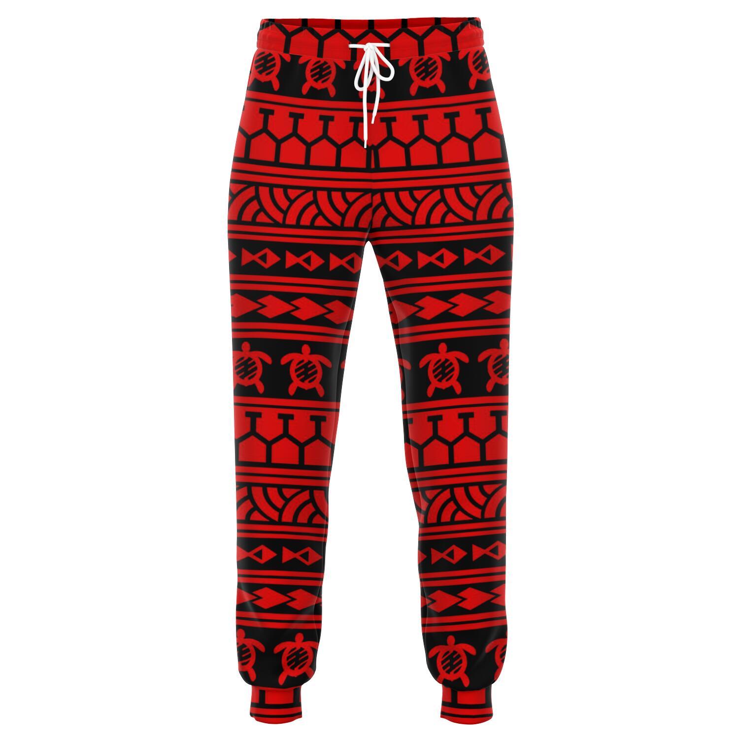 Polynesian Tattoo Tribal Red Joggers Unisex Red - Polynesian Pride