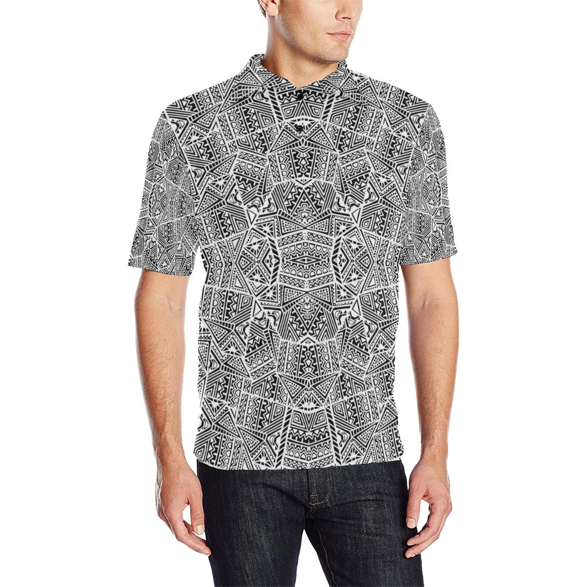 Polynesian Polo Shirt White and Black Unisex Black - Polynesian Pride