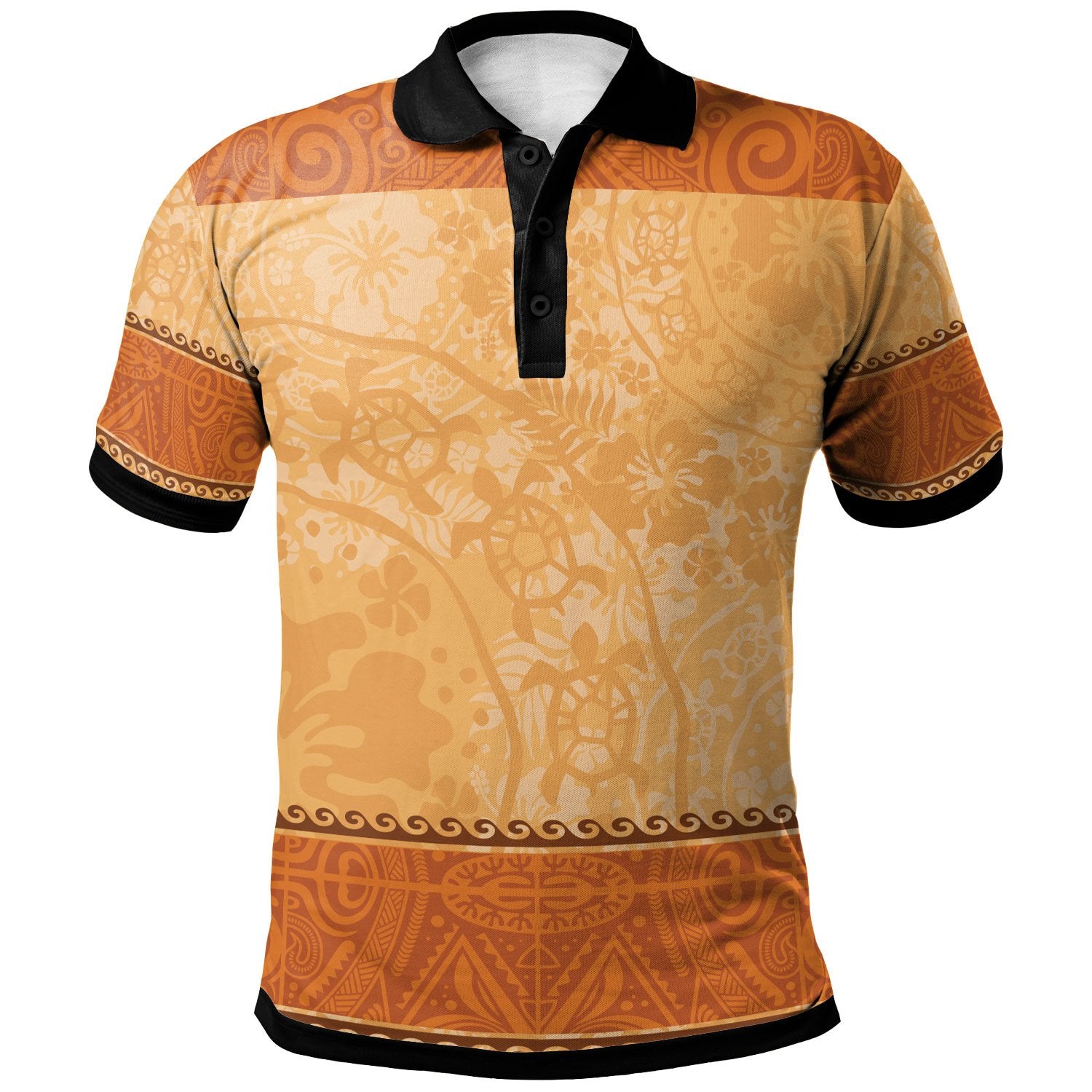 Polynesian Polo Shirt Hibiscus and Turtle Vintage Pattern Unisex Vintage Color - Polynesian Pride