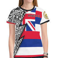 Hawaii Pattern All Over T Shirt Hawaii Flag Seal Polynesian Tattoo - Polynesian Pride