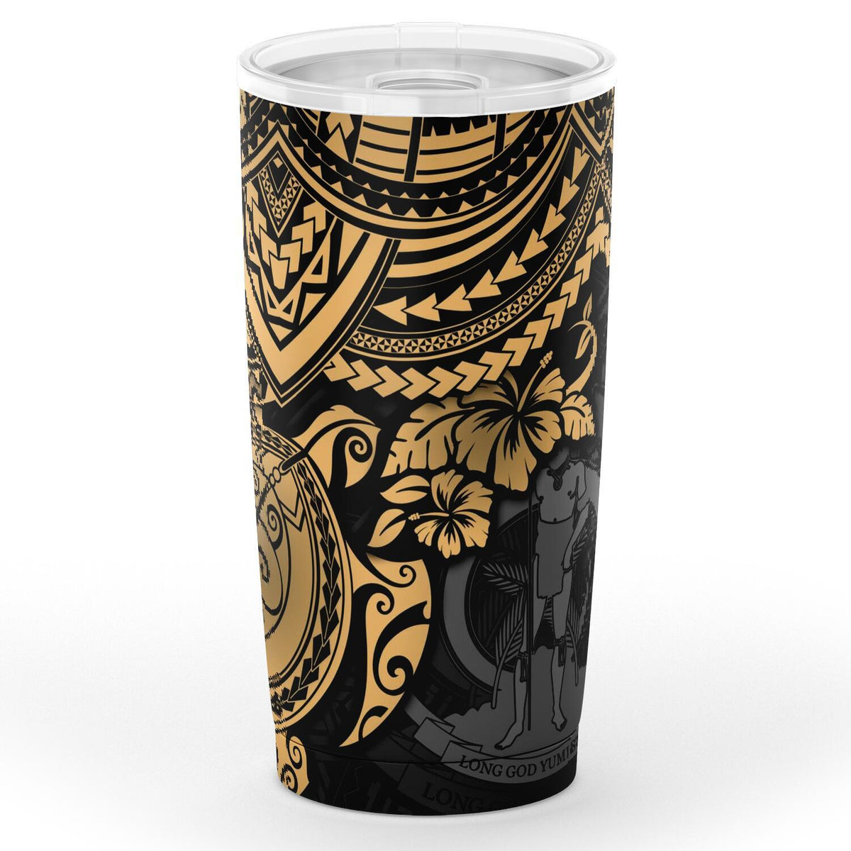 Vanuatu Polynesian Tumbler - Gold - Polynesian Turtle One Style Black - Polynesian Pride