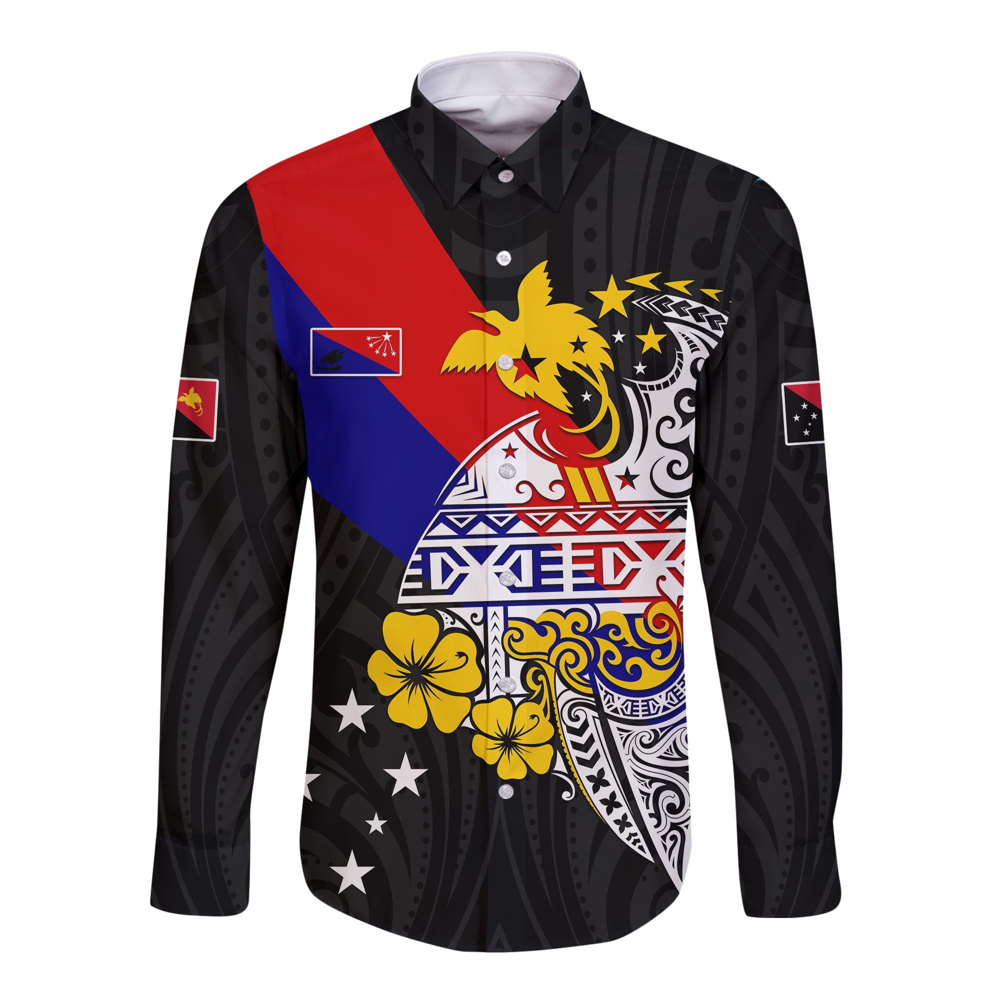 Central Province Hawaii Long Sleeve Button Shirt Style Life PNG LT13 Unisex Black - Polynesian Pride
