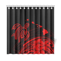 Hawaii Map Plumeria Polynesian Red Turtle Shower Curtain - Polynesian Pride