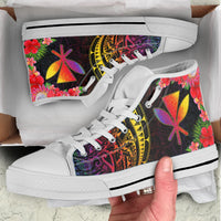 Hawaii Kanaka Maoli High Top Shoes - Tropical Hippie Style Unisex White - Polynesian Pride