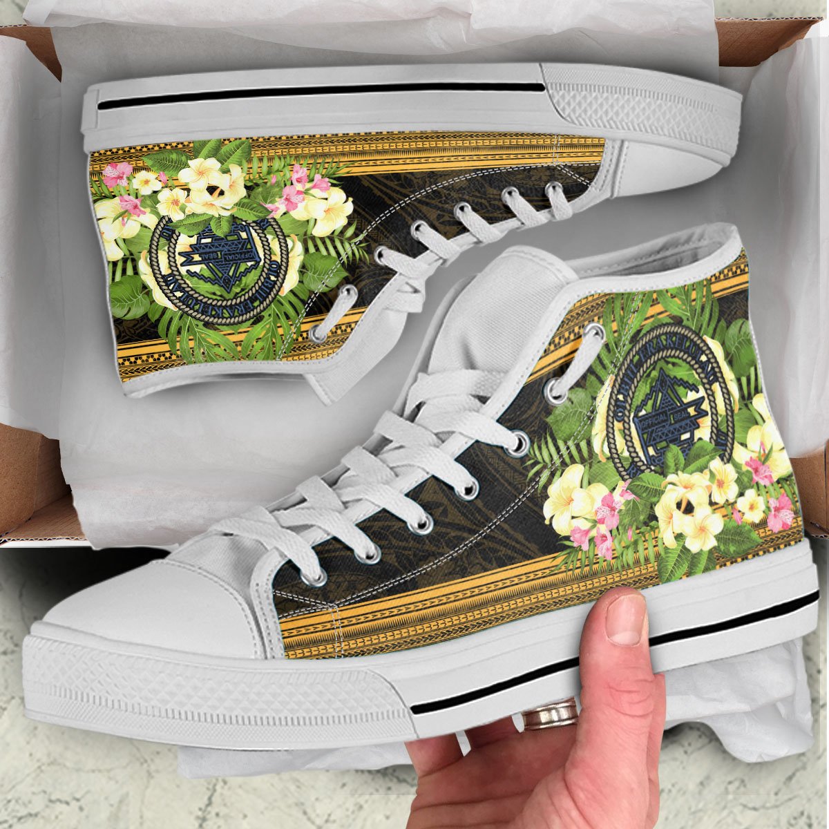 Palau High Top Shoes - Polynesian Gold Patterns Collection - Polynesian Pride