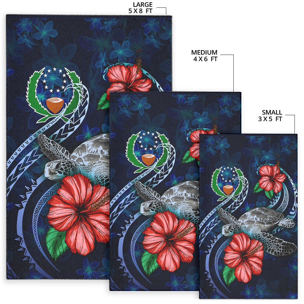 Pohnpei Polynesian Area Rug - Blue Turtle Hibiscus - Polynesian Pride