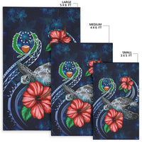 Pohnpei Polynesian Area Rug - Blue Turtle Hibiscus - Polynesian Pride
