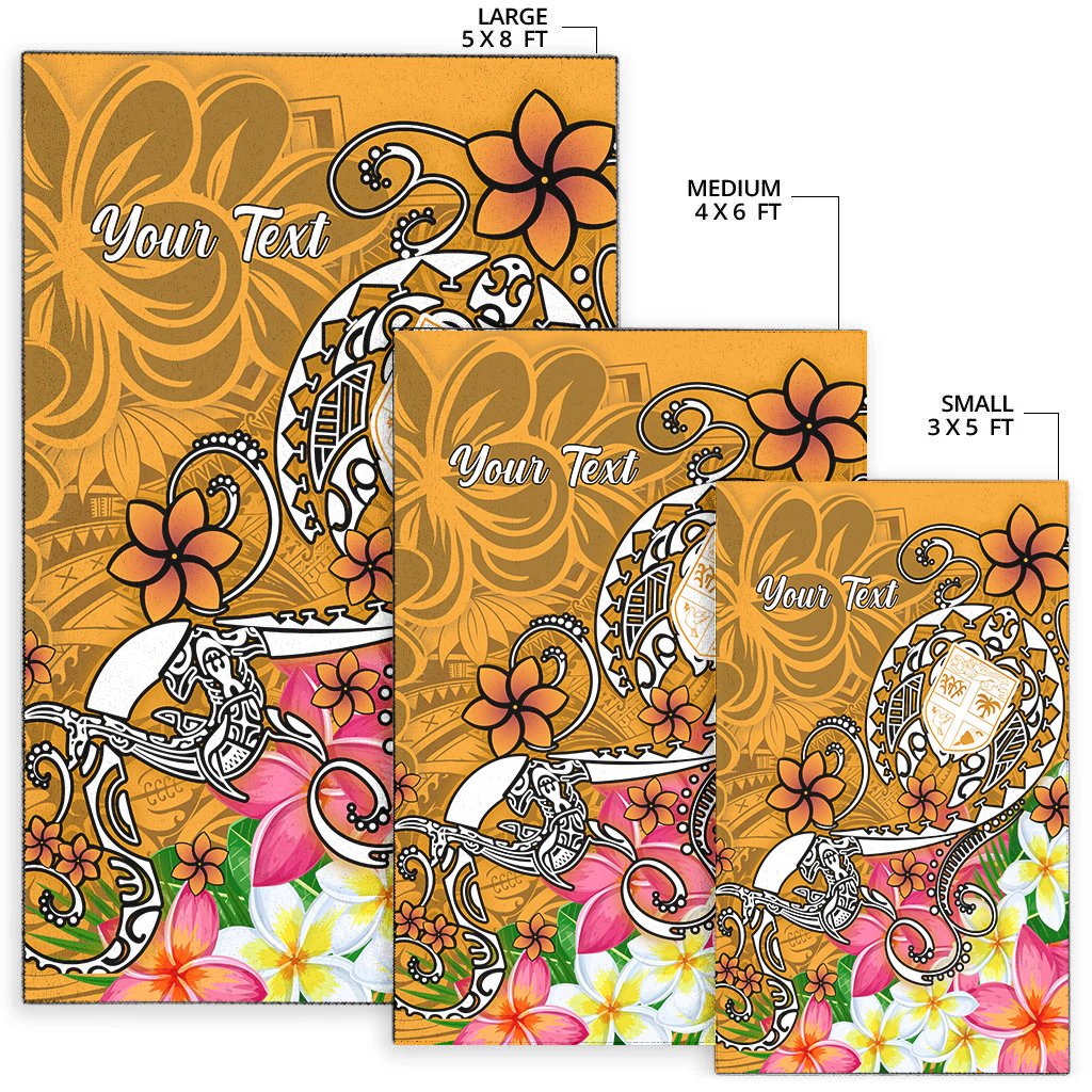 Fiji Custom Personalised Area Rug - Turtle Plumeria (Gold) - Polynesian Pride