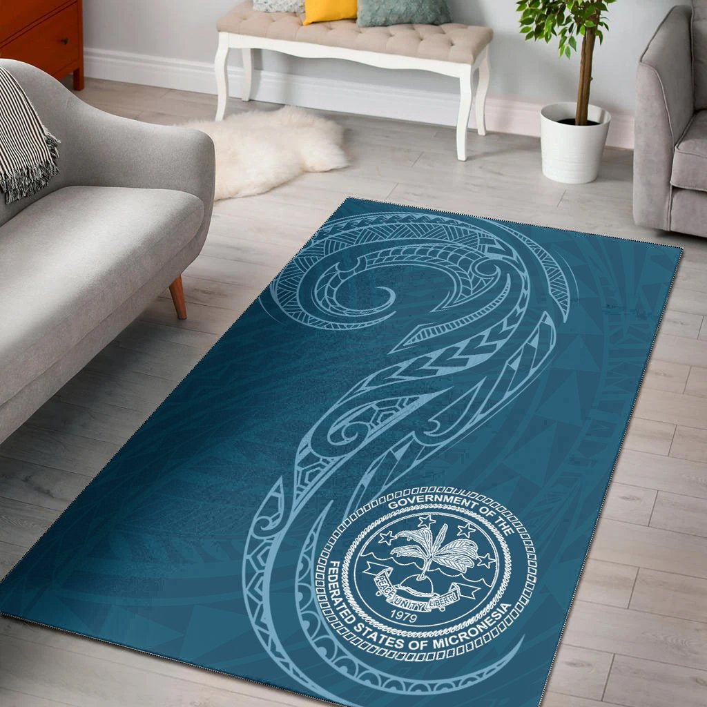 Federated States of Micronesia Area Rug - Polynesian Style Blue - Polynesian Pride