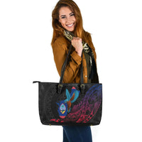Guam Leather Tote - KingFisher Bird With Map - Polynesian Pride